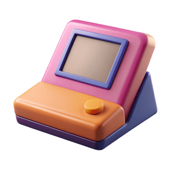 Colorful 3D Render of Retro Handheld Game png