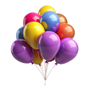 Colorful 3D Balloon Bunch Illustration png
