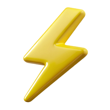 Yellow 3D Lightning Bolt Illustration png