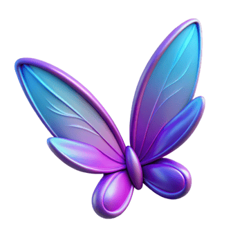 3D Purple Blue Butterfly Illustration png