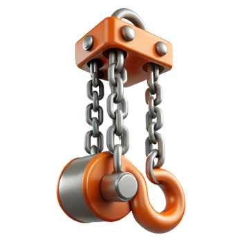 3D Render of Orange Chain Hoist png