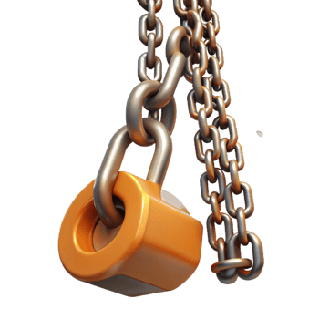 3D Render Orange Lock and Chains png