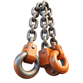 3D Render of Industrial Chains and Hooks png