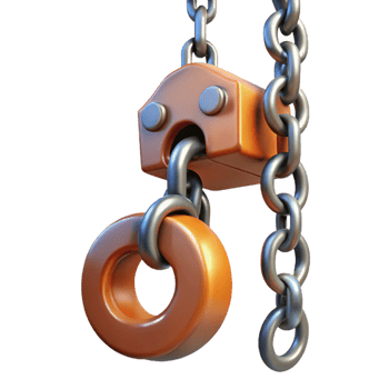 3D Render Orange Chain Link Illustration png