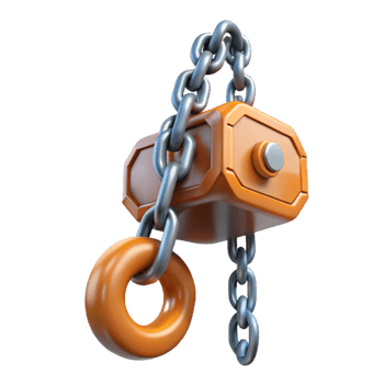 3D Render Orange Chain Hoist Illustration png