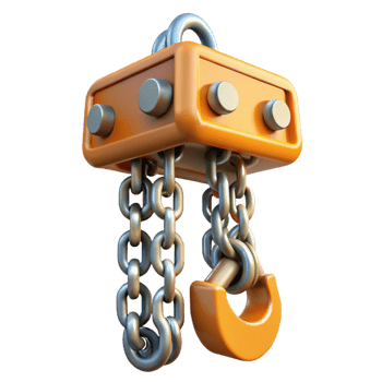 3D Render Orange Chain Hoist Illustration png