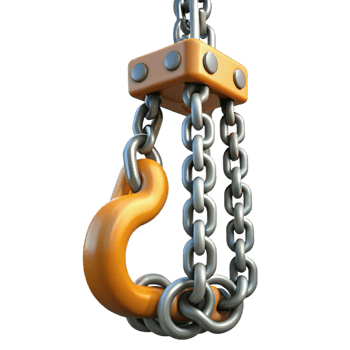 3D Render Orange Hook with Chains png