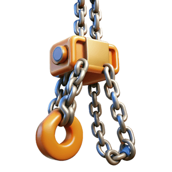 3D Render Orange Chain Hook Illustration png