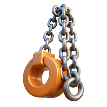 3D Render Orange Ring and Metal Chain png