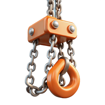 3D Render Orange Chain Hook Illustration png