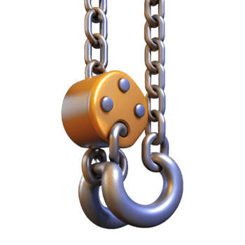 3D Render Golden Chain Hoist and Shackle png