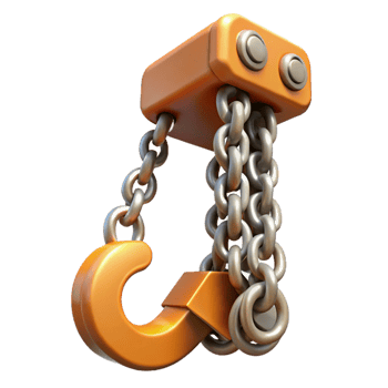3D Render Orange Chain Hook Illustration png