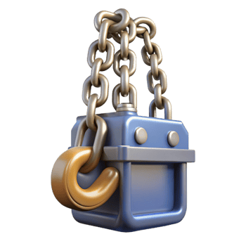 3D Render of a Blue Cargo Crate with Chains png