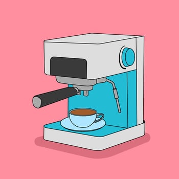 coffee maker cartoon icon illustration. food and drink concept icon isolated with flat cartoon style vector