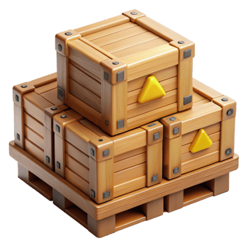 3D Render Wooden Crates on Pallet png