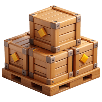 3D Render Stacked Wooden Crates png