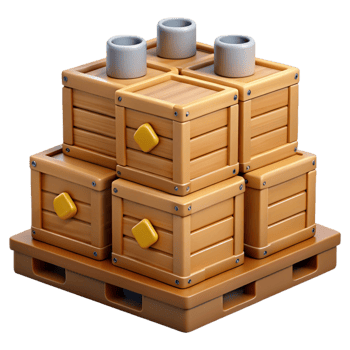 3D Render Wooden Crates on Pallet png