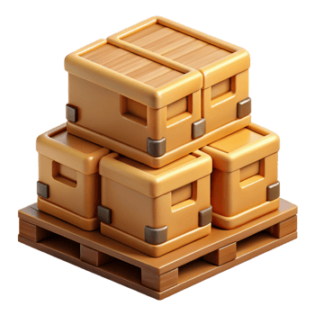 3D Illustration Stacked Cardboard Boxes on Pallet png