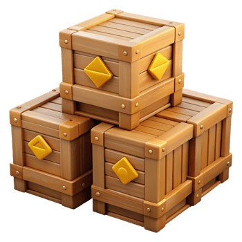 3D Render Stacked Wooden Crates Illustration png