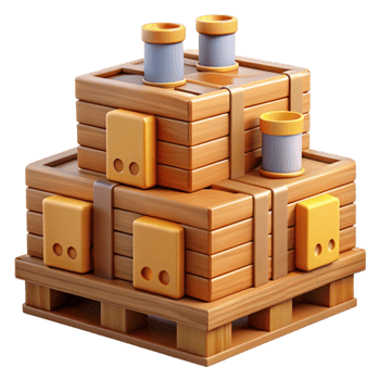 3D Render Stacked Wooden Crates Illustration png