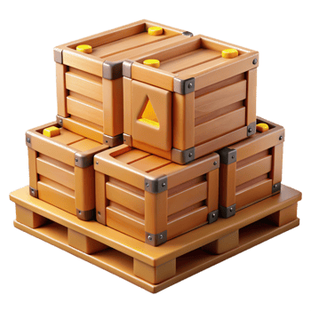 3D Render Wooden Crates on Pallet png