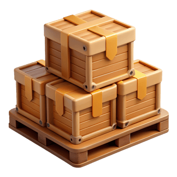 3D Illustration Wooden Crates on Pallet png