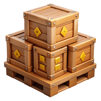 Wooden Crate Stack 3D Illustration png