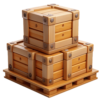 3D Render Wooden Crates on Pallet png