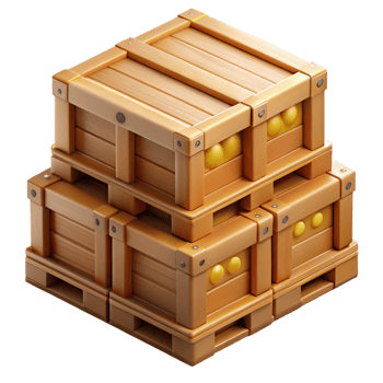 Stacked Wooden Crates 3D Illustration png