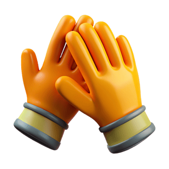 3D Render Orange Gloves High Five png