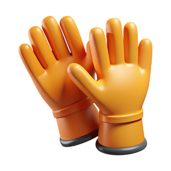 3D Render Orange Gloves Illustration png