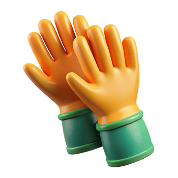 3D Render of Yellow and Green Gloves png