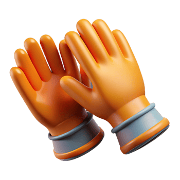 3D Render Orange Gloves Illustration png