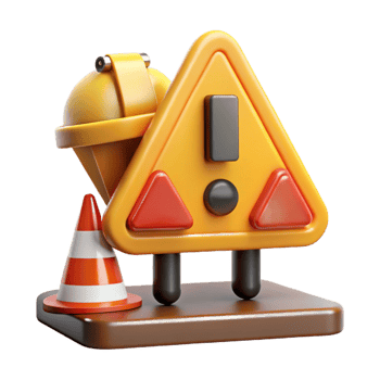 3D Render Warning Sign Illustration png