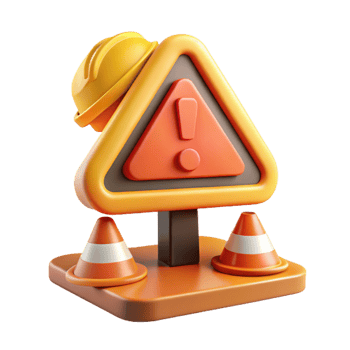 3D Illustration Roadwork Safety Cones and Hard Hat png