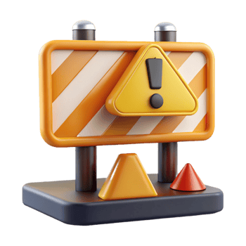 3D Render Cartoon Construction Warning Sign png