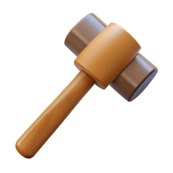 3D Render Wooden Mallet Icon png