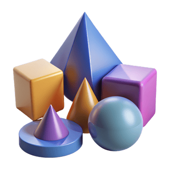Colorful 3D Geometric Shapes Illustration png