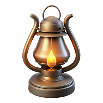 3D Model of Antique Oil Lamp png