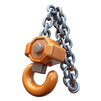 3D Render Orange Hook with Chain png