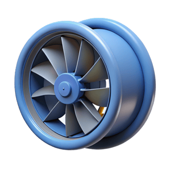 3D Render Blue Turbine Fan Illustration png