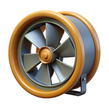 3D Render of a Yellow and Gray Fan png