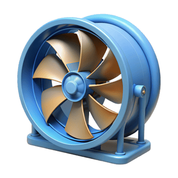 3D Render Blue Axial Fan Illustration png