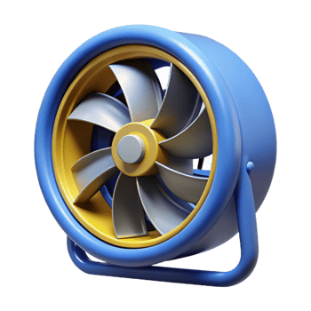 Blue Yellow 3D Fan Illustration png