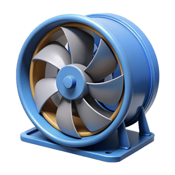 Blue 3D Render of a Cooling Fan png