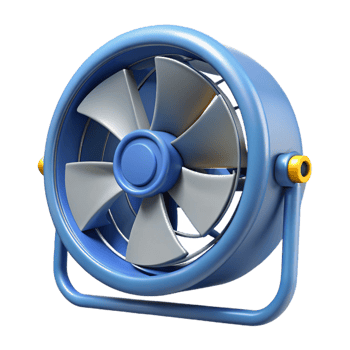 Blue Desk Fan 3D Render png