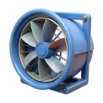 3D Render Blue Industrial Fan Illustration png