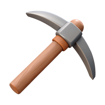 3D Render Pickaxe Icon Cartoon Wood Tool png