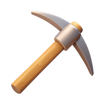 3D Model Pickaxe Wood Handle Mining Tool Illustration png