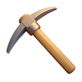 3D Render Pickaxe Wood Handle Mining Tool png